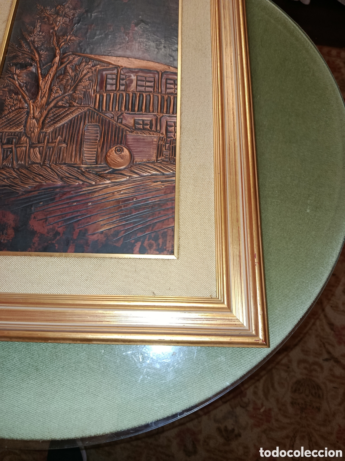 Otros objetos de arte: Cuadro antiguo con relieve firmado - Foto 4