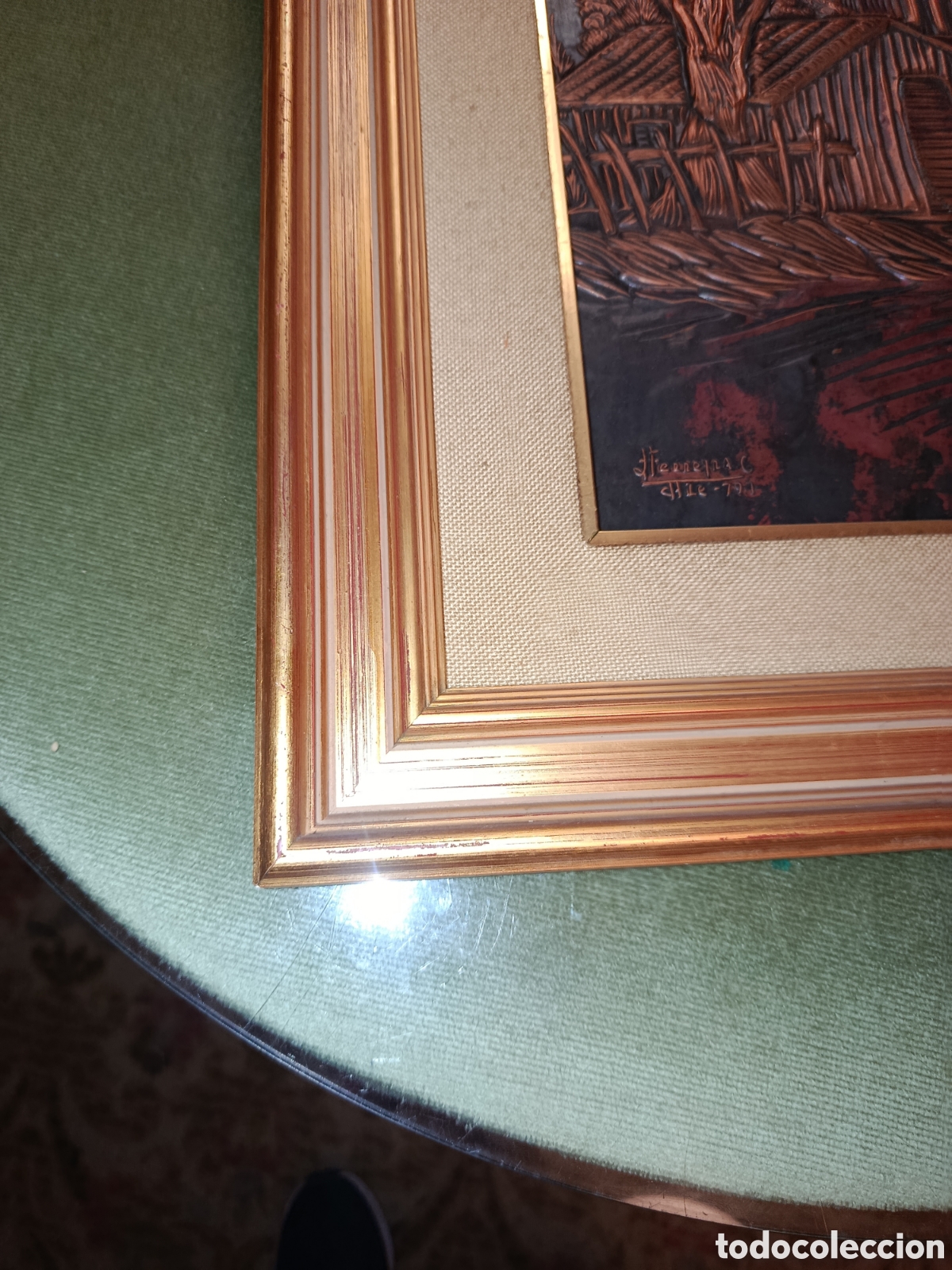 Otros objetos de arte: Cuadro antiguo con relieve firmado - Foto 5