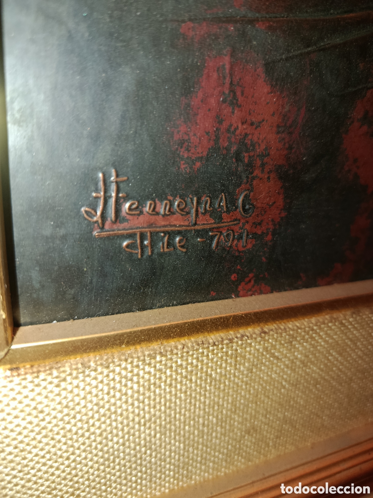 Otros objetos de arte: Cuadro antiguo con relieve firmado - Foto 6