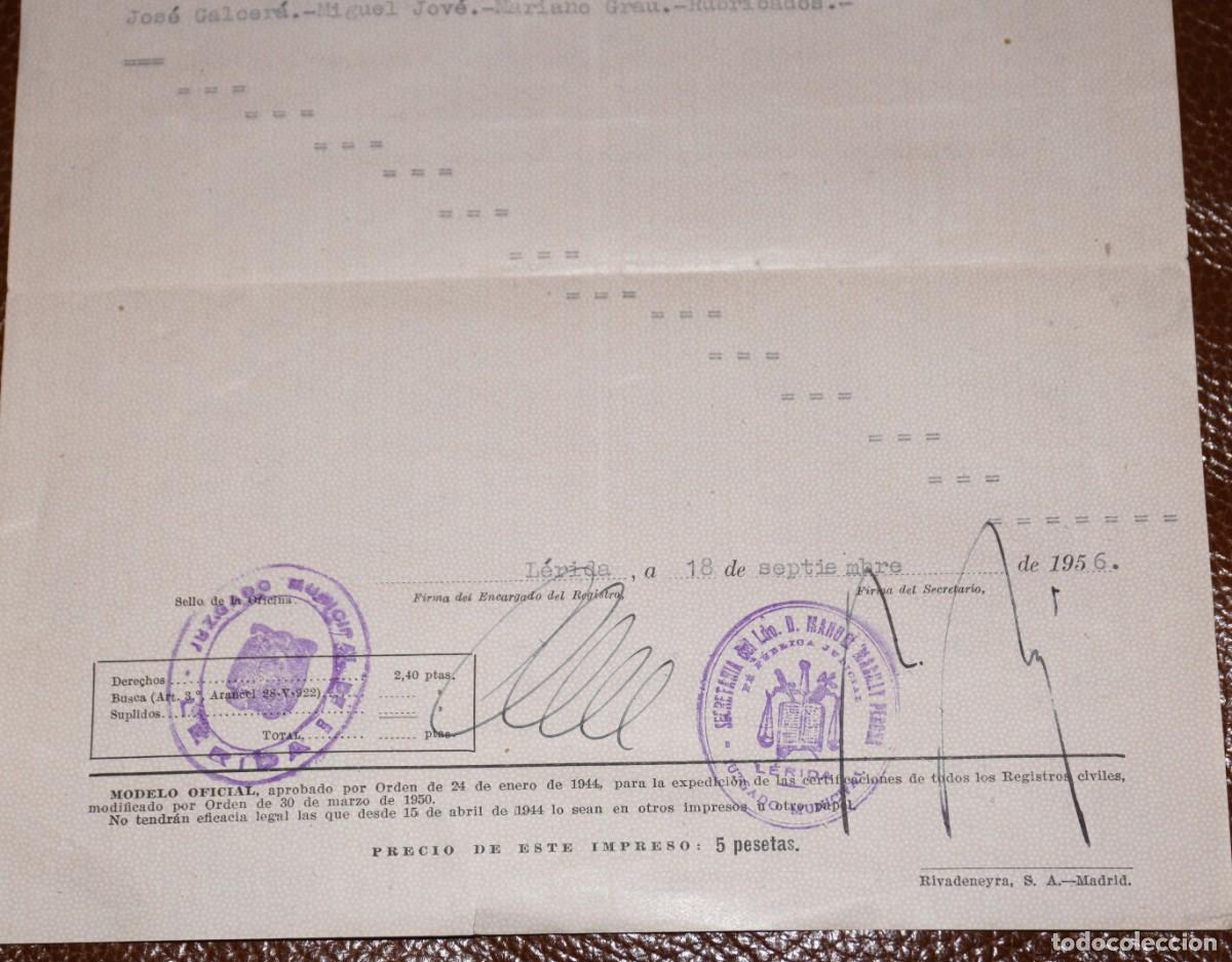 Otros objetos de arte: CERTIFICADO DE NACIMIENTO DE ENRIC CROUS VIDAL - LERIDA - Foto 4