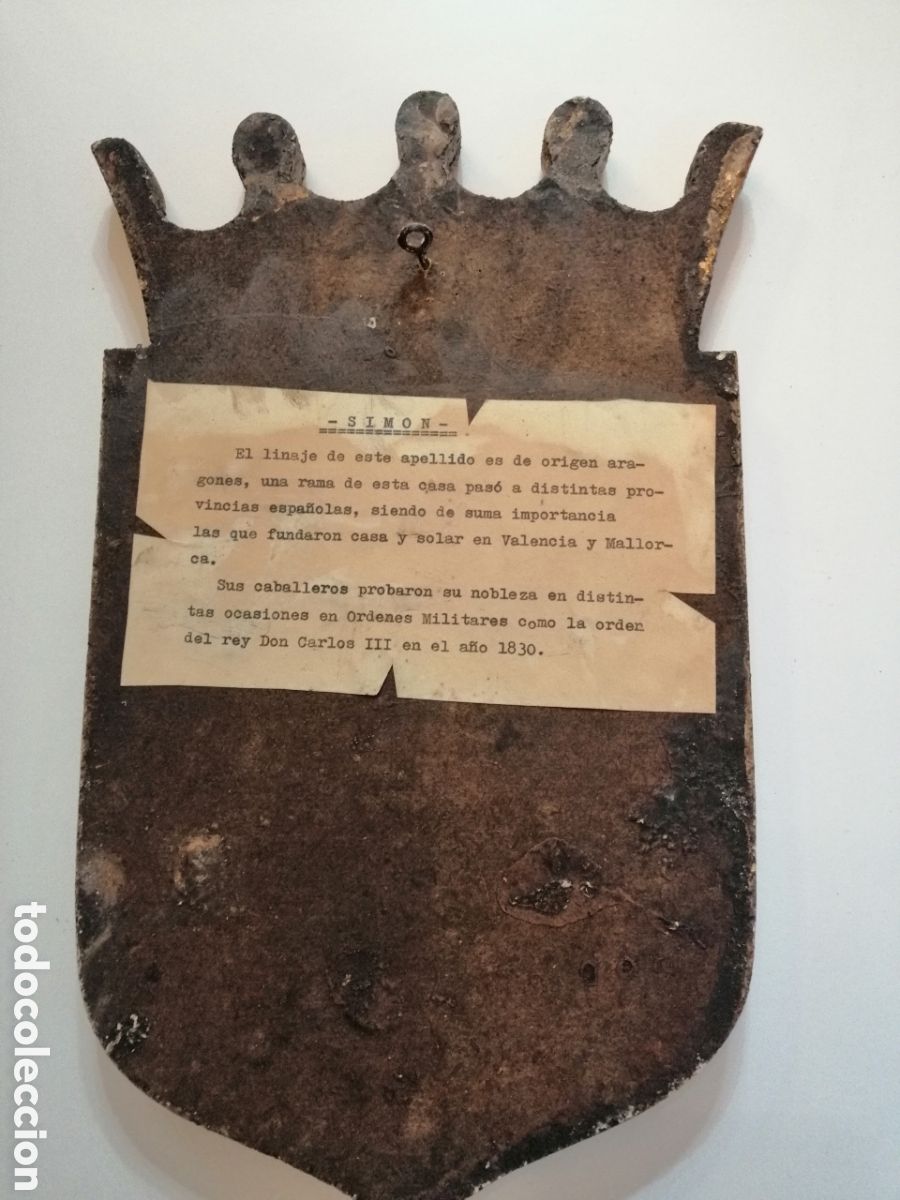 Otros objetos de arte: Escudo Her&aacute;ldico Sim&oacute;n - Foto 4