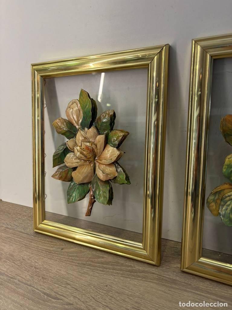 Otros objetos de arte: 2 CUADROS DE FLOR EN RELIEVE - Foto 3