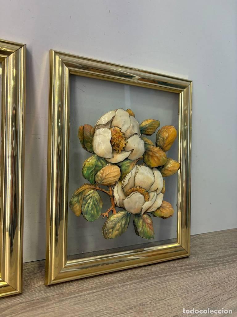 Otros objetos de arte: 2 CUADROS DE FLOR EN RELIEVE - Foto 5