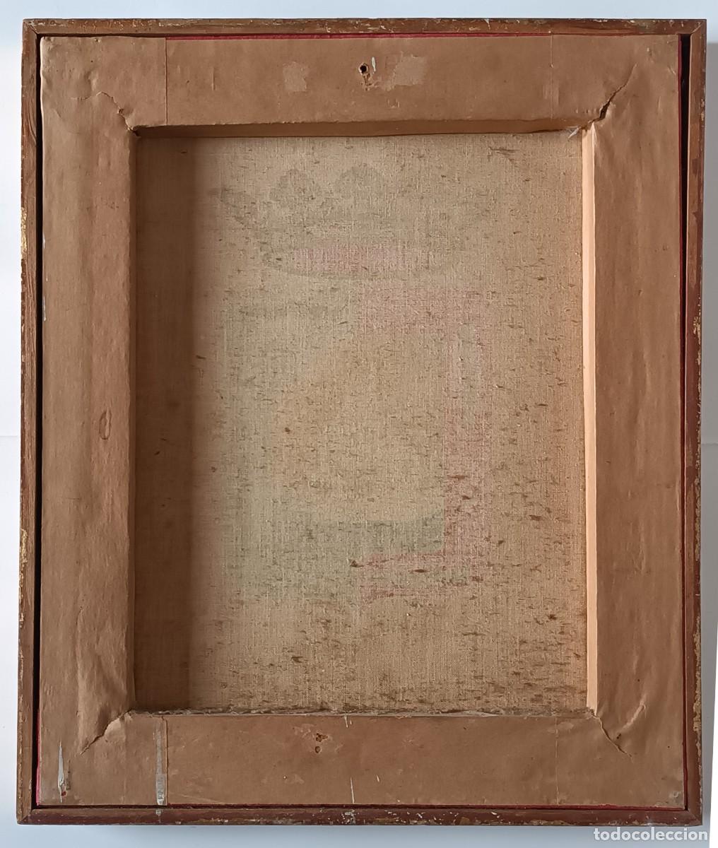 Otros objetos de arte: ANTIGUO ESCUDO DE MALAGA SOBRE BASTIDOR. - Foto 3