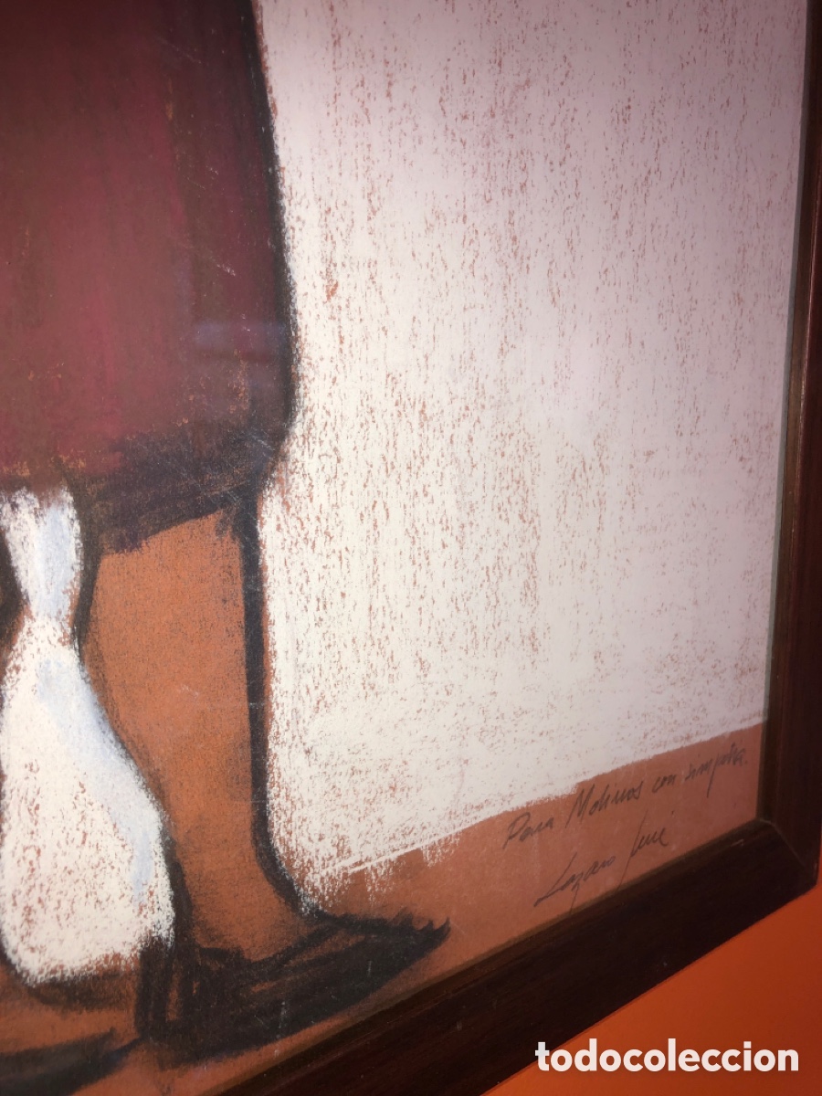 Otros objetos de arte: Pintura mujer tocando viol&iacute;n (a&ntilde;os 60) - Foto 3