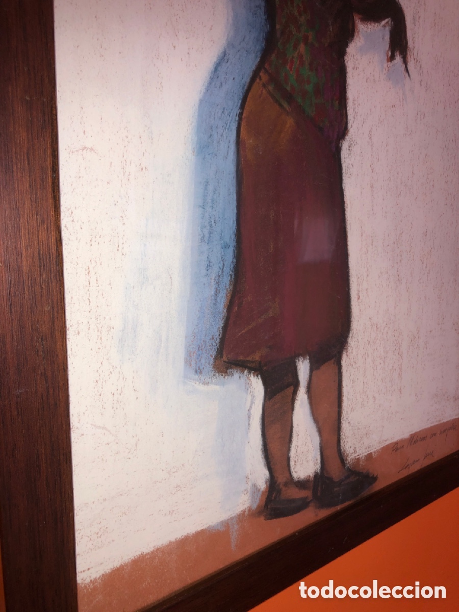 Otros objetos de arte: Pintura mujer tocando viol&iacute;n (a&ntilde;os 60) - Foto 6