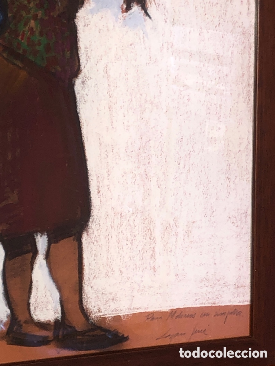 Otros objetos de arte: Pintura mujer tocando viol&iacute;n (a&ntilde;os 60) - Foto 8
