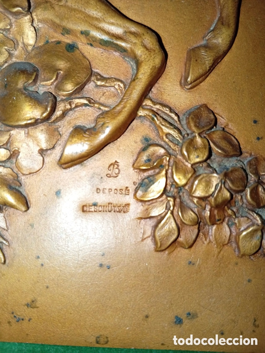 Otros objetos de arte: Placa Mural en relieve de bronce Art Nouveau - Foto 2