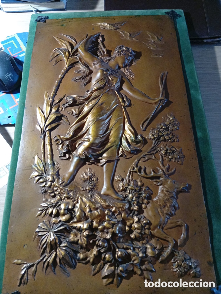 Otros objetos de arte: Placa Mural en relieve de bronce Art Nouveau - Foto 3