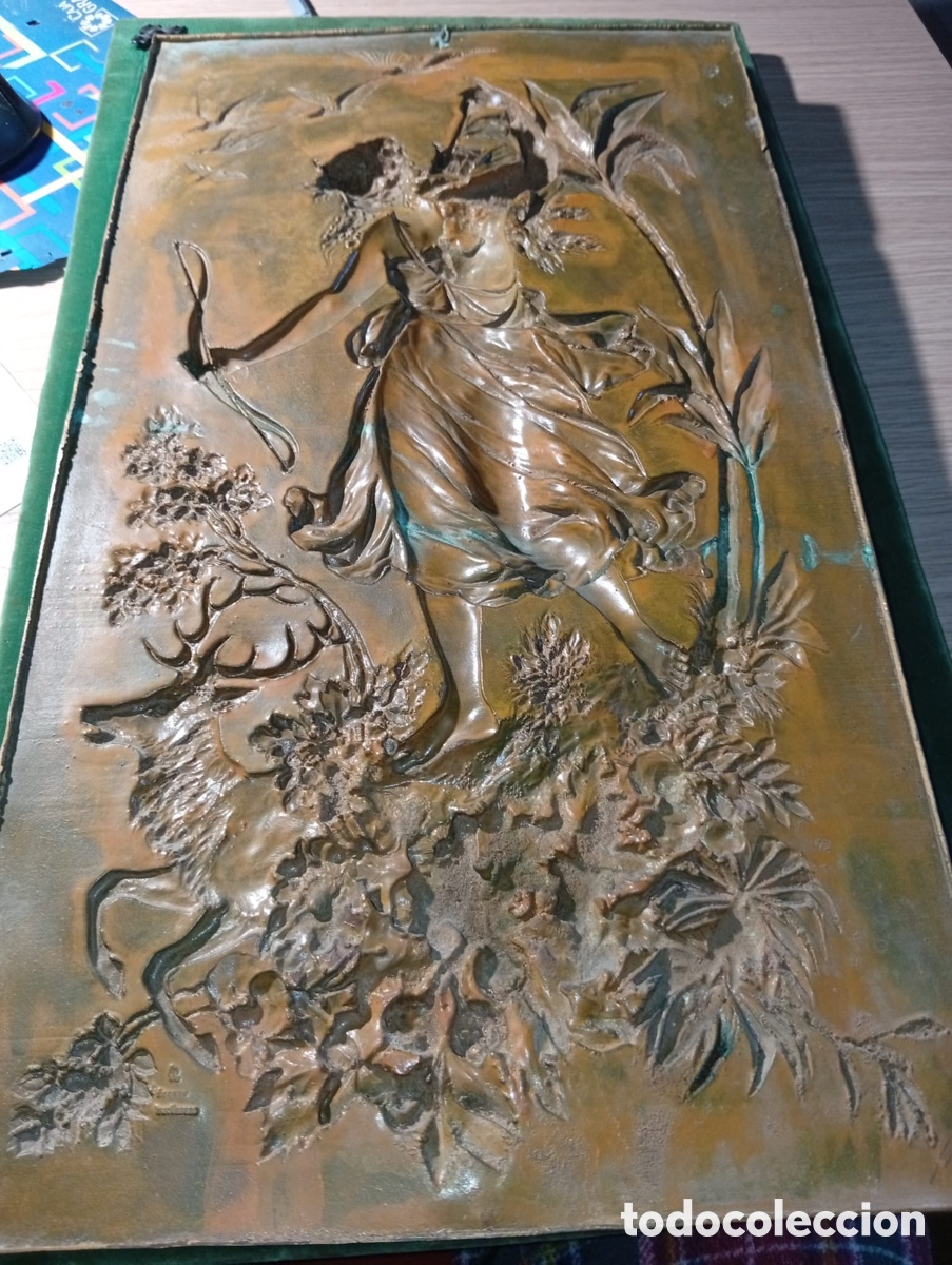 Otros objetos de arte: Placa Mural en relieve de bronce Art Nouveau - Foto 5