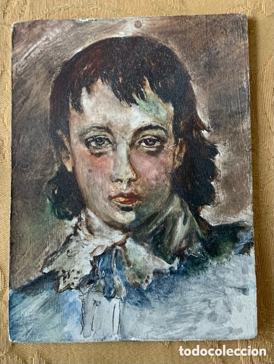 Otros objetos de arte: PEQUE&Ntilde;A VERSI&Oacute;N DE LA OBRA EL JOVEN AZUL PINTADA SOBRE TABLA - Foto 1