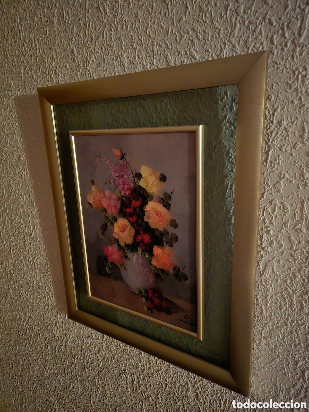Otros objetos de arte: Cuadro antiguo Flores Vintage - Foto 2