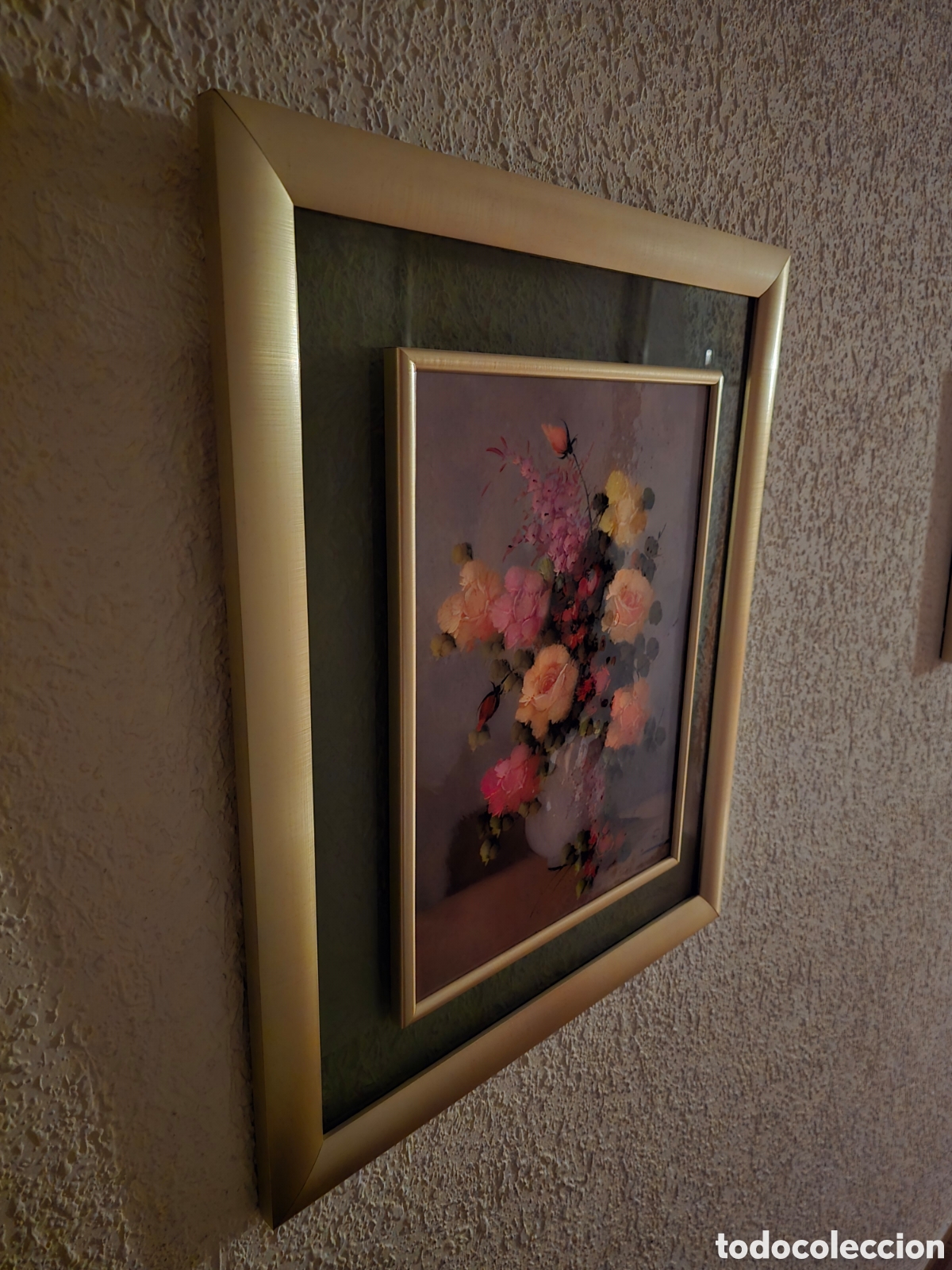 Otros objetos de arte: Cuadro antiguo Flores Vintage - Foto 3