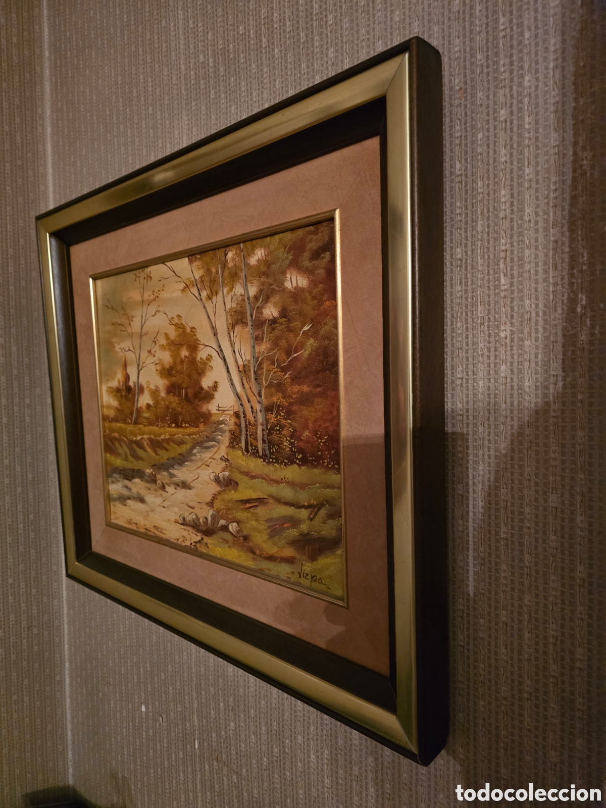 Otros objetos de arte: Cuadro antiguo vintage paisaje - Foto 2