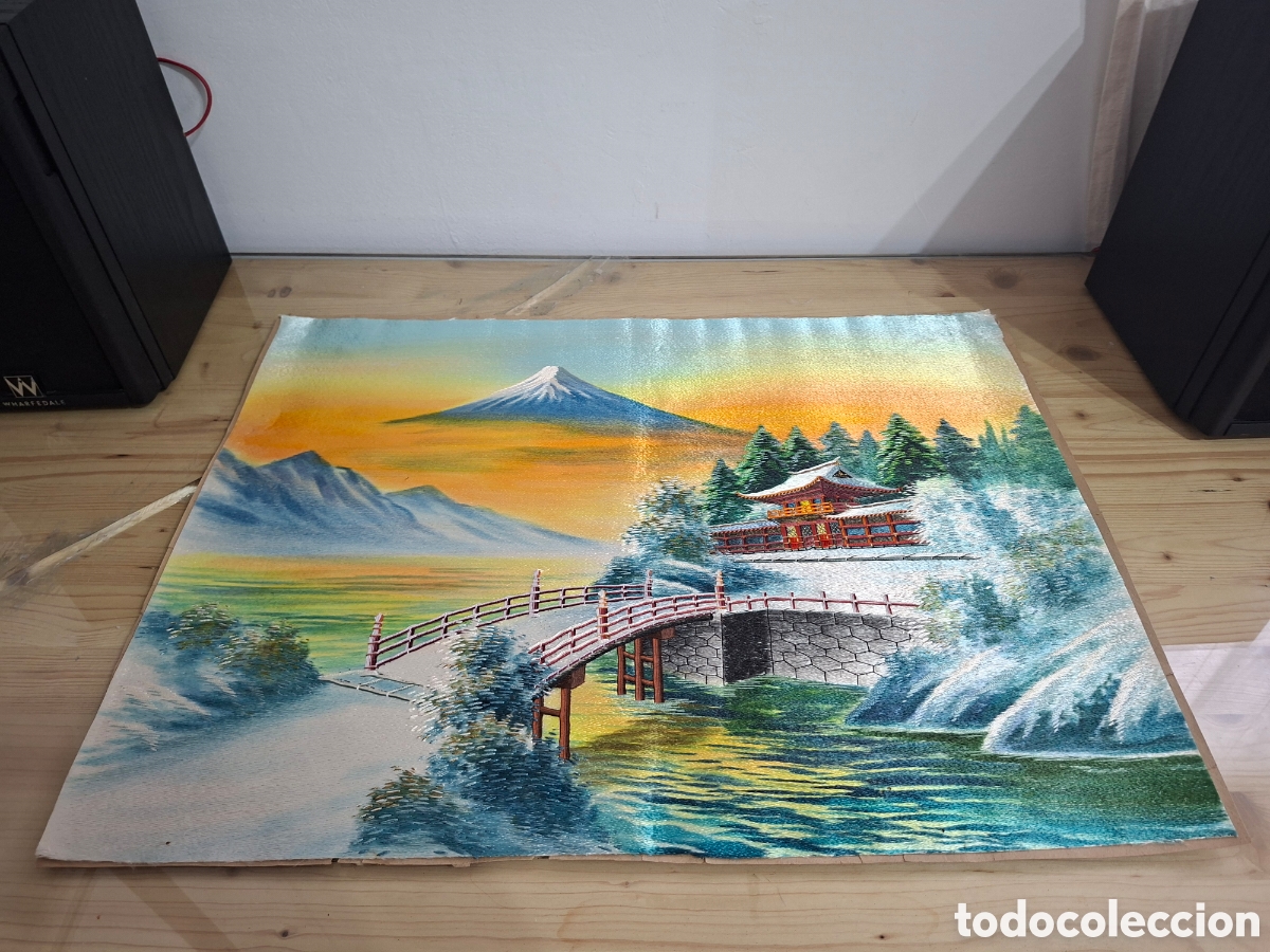 Otros objetos de arte: Cuadro japon&eacute;s bordado a mano en seda. (60&times;45cm) - Foto 2