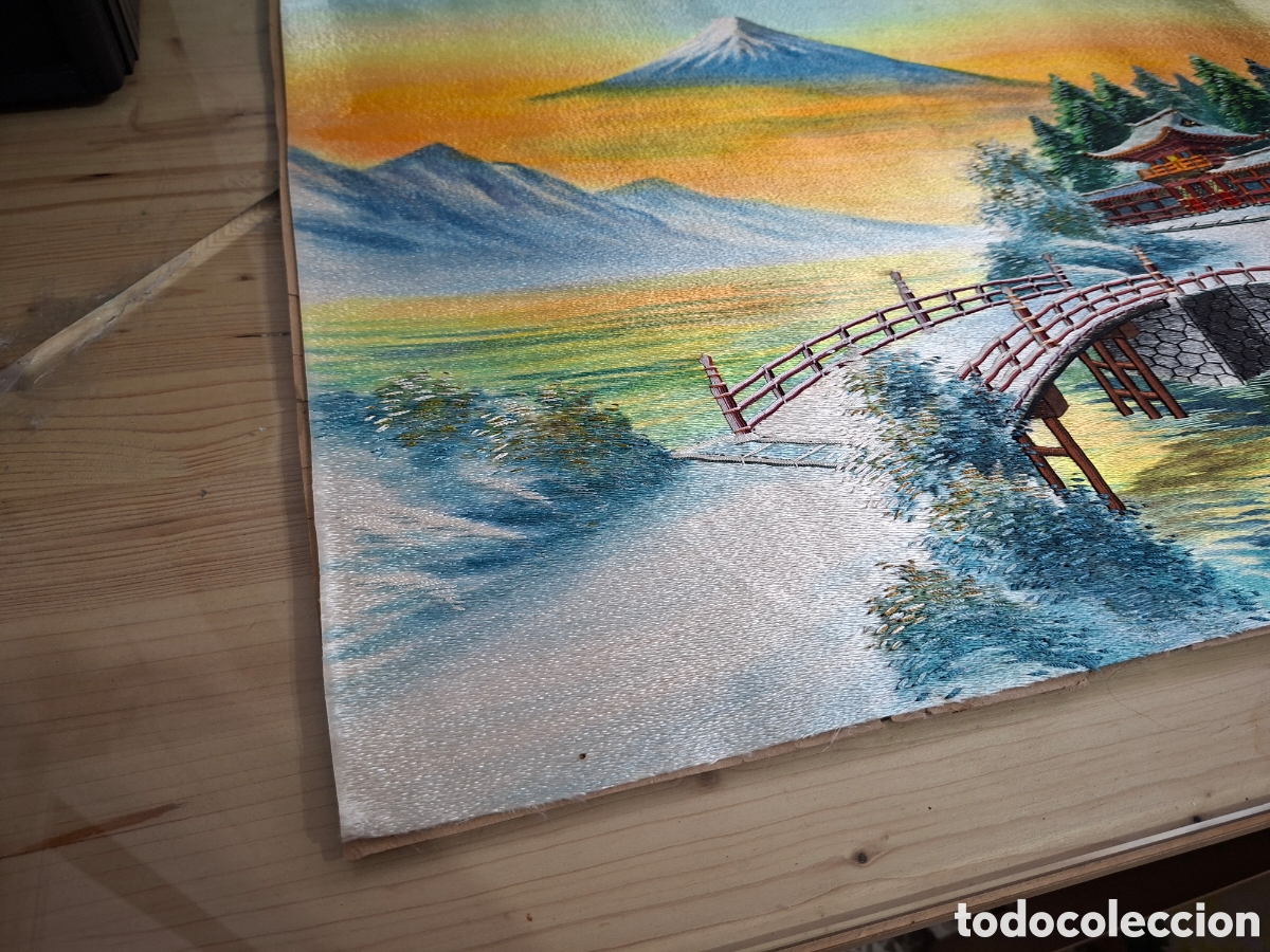 Otros objetos de arte: Cuadro japon&eacute;s bordado a mano en seda. (60&times;45cm) - Foto 12