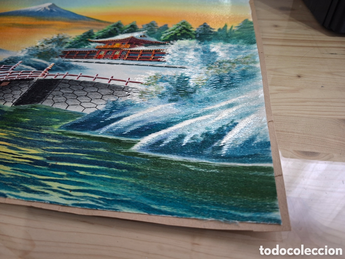 Otros objetos de arte: Cuadro japon&eacute;s bordado a mano en seda. (60&times;45cm) - Foto 13