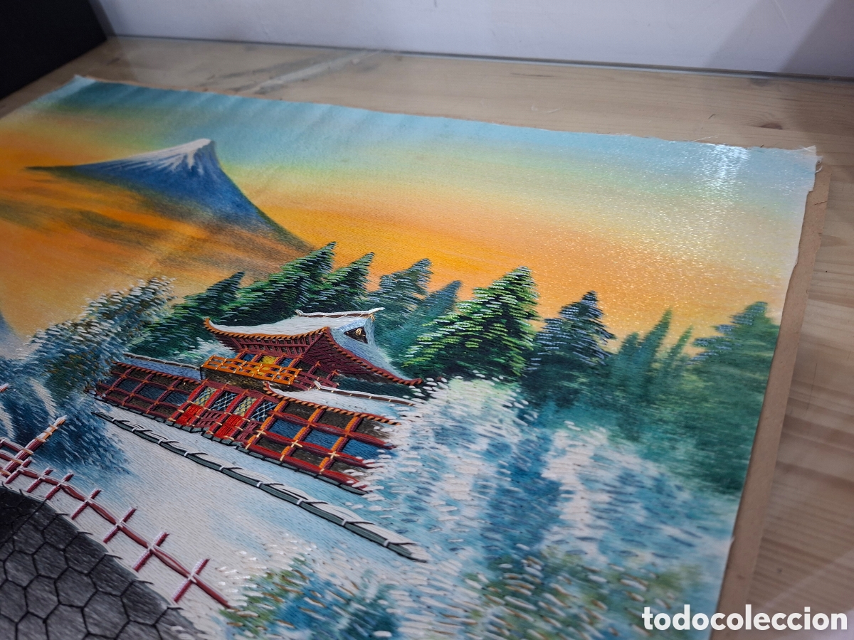 Otros objetos de arte: Cuadro japon&eacute;s bordado a mano en seda. (60&times;45cm) - Foto 14