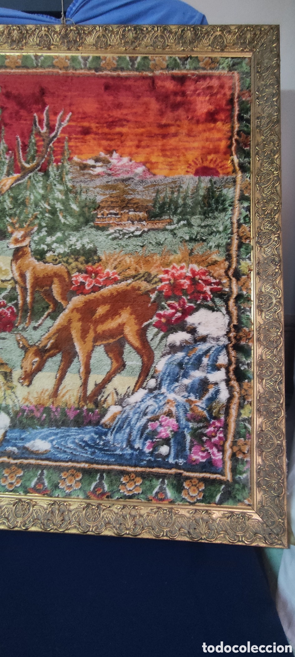 Otros objetos de arte: Antiguo tapiz ciervos - Foto 4