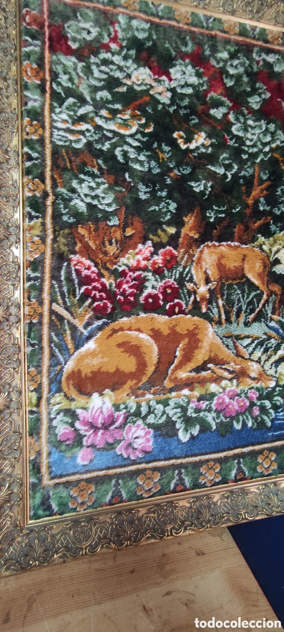Otros objetos de arte: Antiguo tapiz ciervos - Foto 6