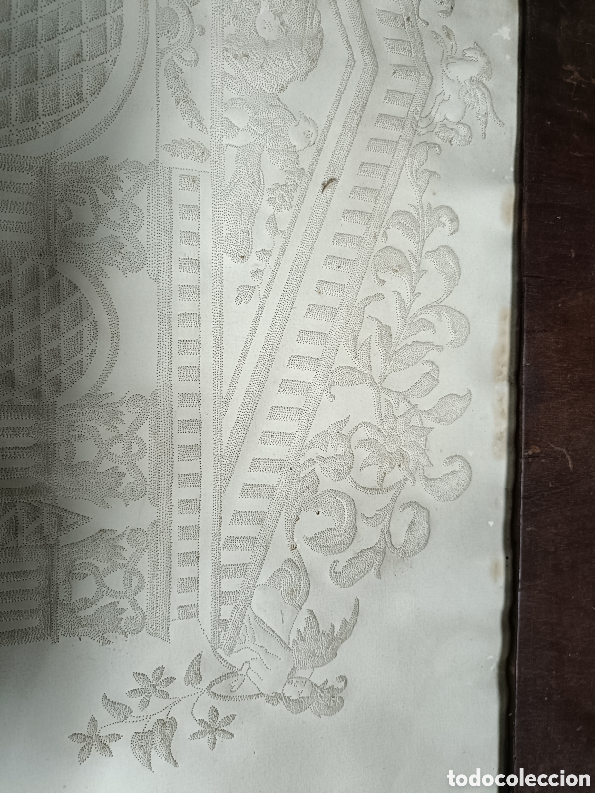 Otros objetos de arte: Papel punzonado antiguo en marco de madera - Foto 5