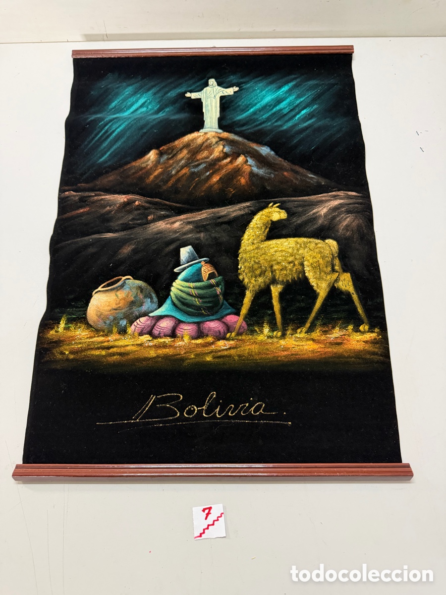 Otros objetos de arte: Tapiz de terciopelo pintado Bolivia - Foto 1