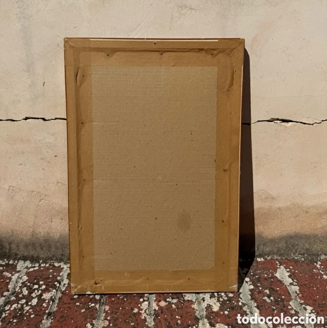 Otros objetos de arte: Cuadro antiguo madera l&aacute;mina ni&ntilde;a - Foto 2