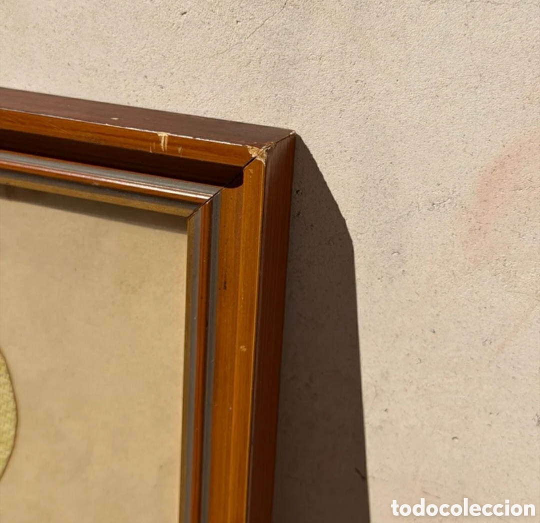 Otros objetos de arte: Cuadro antiguo madera l&aacute;mina ni&ntilde;a - Foto 3