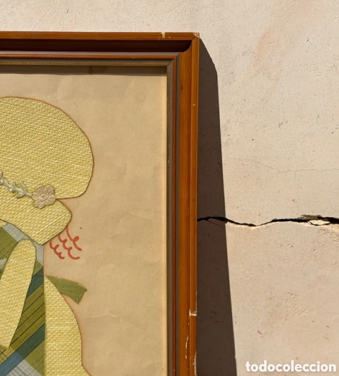 Otros objetos de arte: Cuadro antiguo madera l&aacute;mina ni&ntilde;a - Foto 4