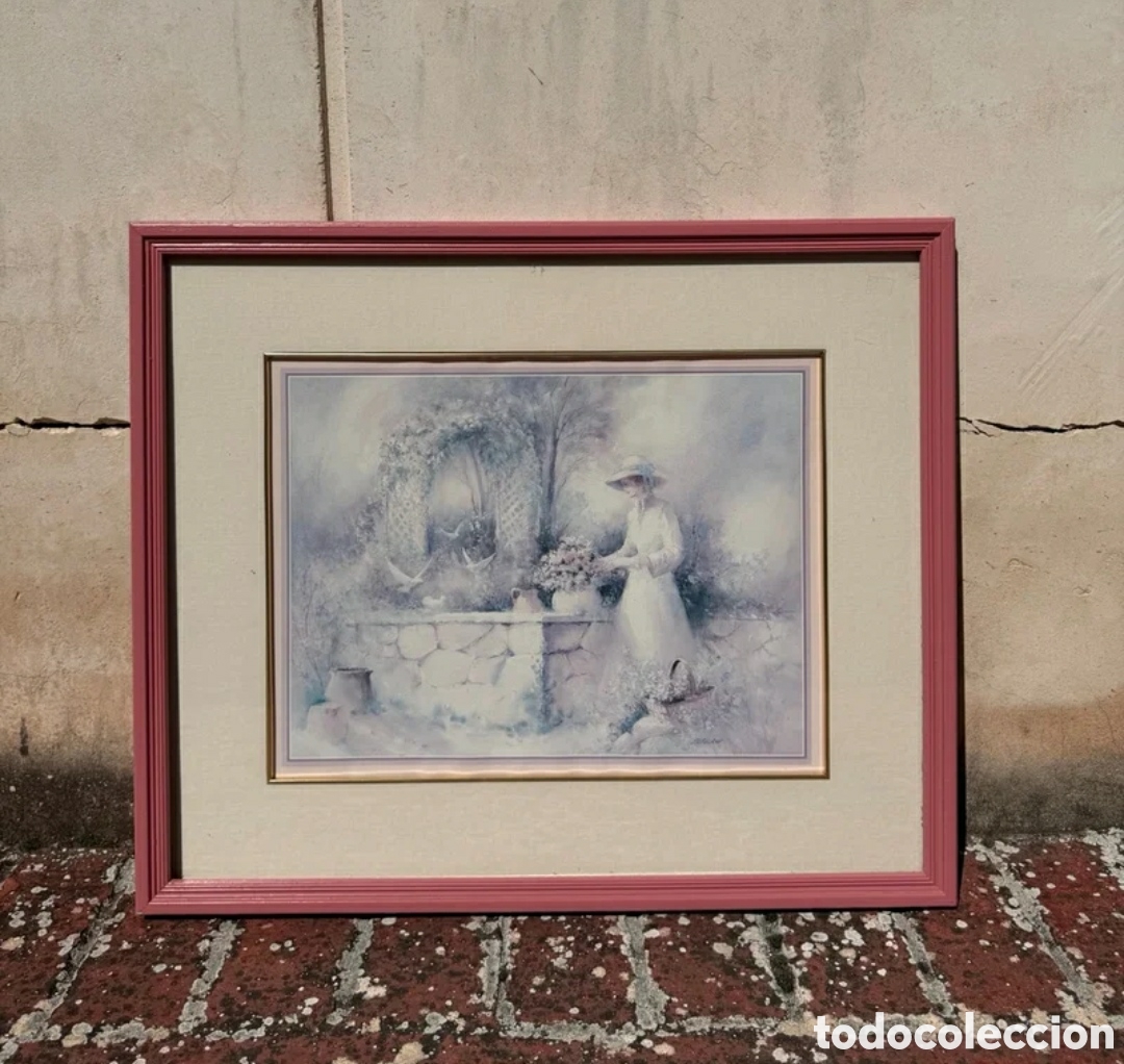 Otros objetos de arte: Cuadro dama marco rosa - Foto 1