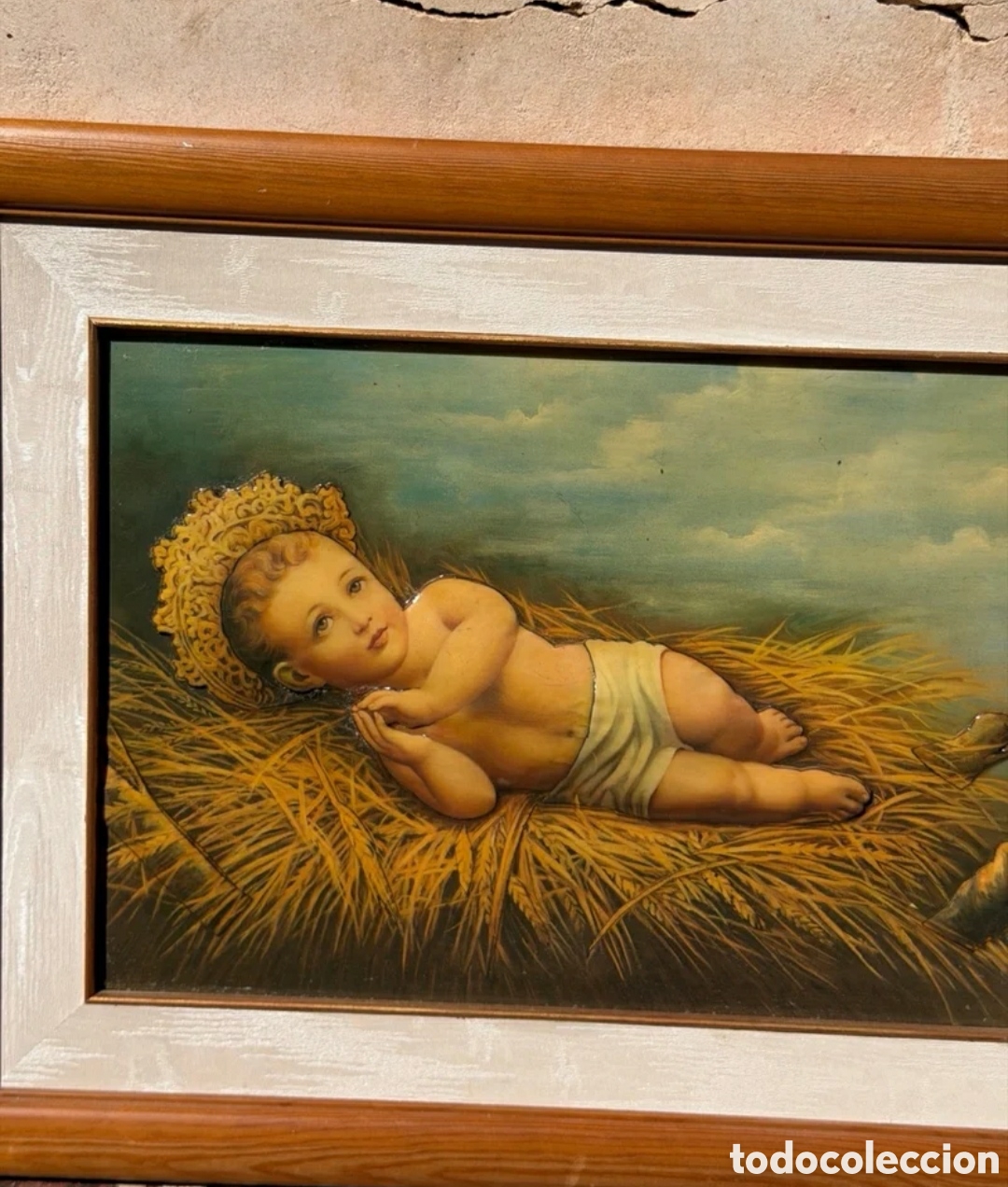 Otros objetos de arte: Cuadro ni&ntilde;o Jes&uacute;s en relieve marco madera - Foto 6