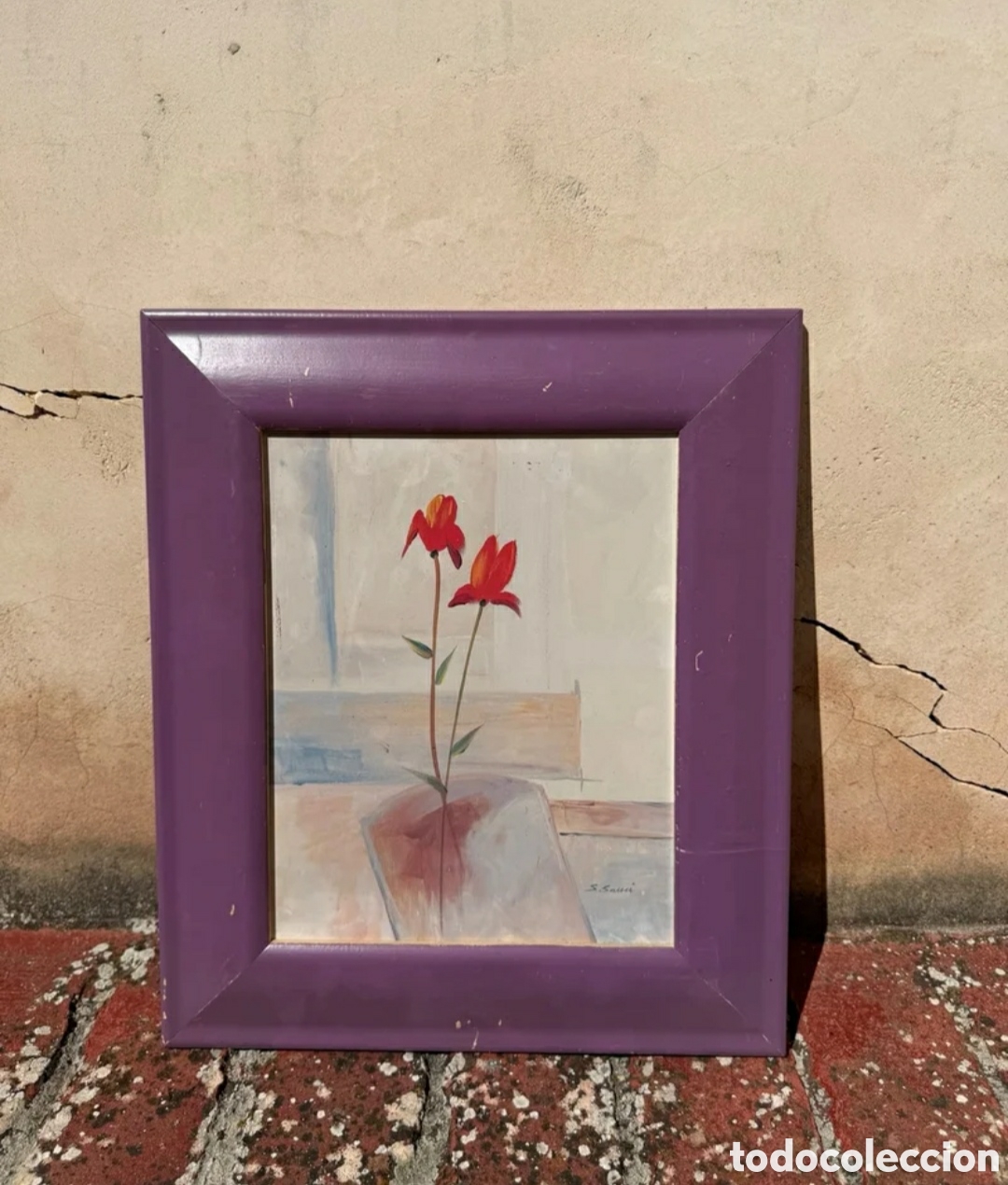 Otros objetos de arte: Cuadro floral morado y rojo - Foto 1
