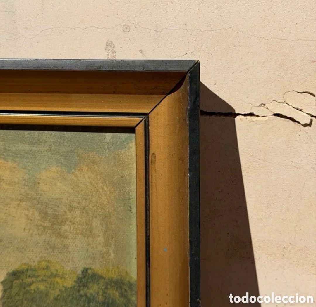 Otros objetos de arte: Cuadro antiguo paisaje rural - Foto 3