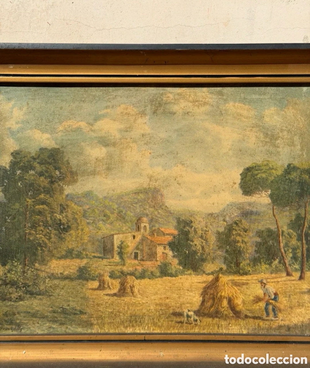Otros objetos de arte: Cuadro antiguo paisaje rural - Foto 4