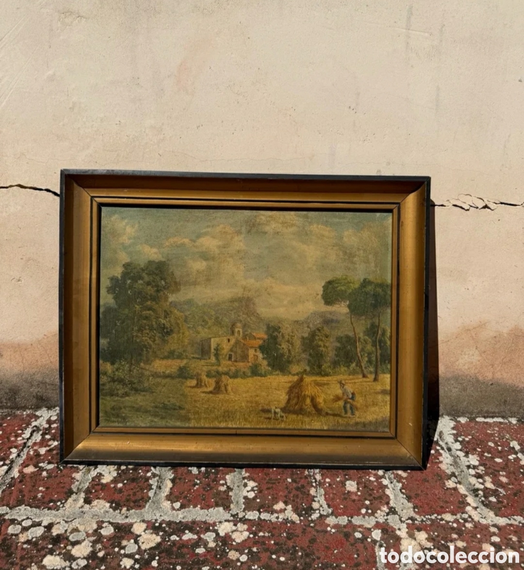 Otros objetos de arte: Cuadro antiguo paisaje rural - Foto 1