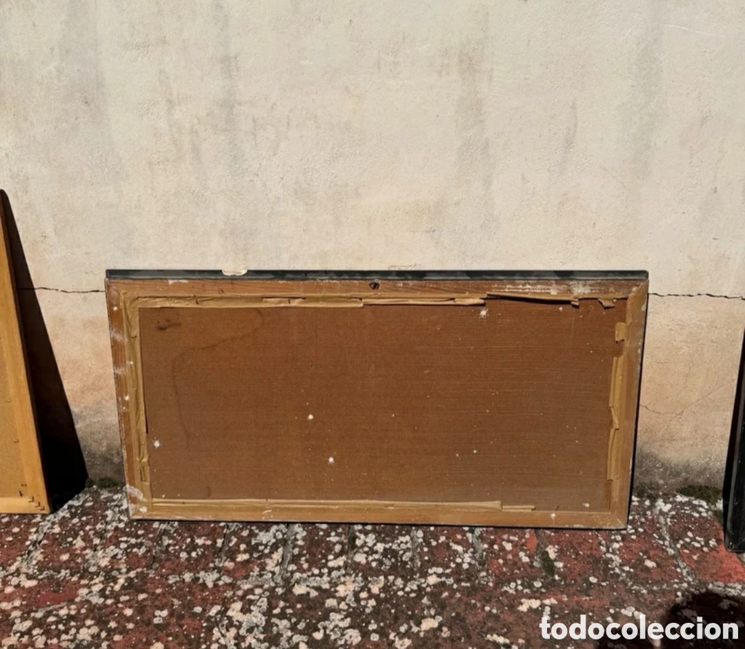 Otros objetos de arte: Cuadro antiguo marco madera paisaje - Foto 2