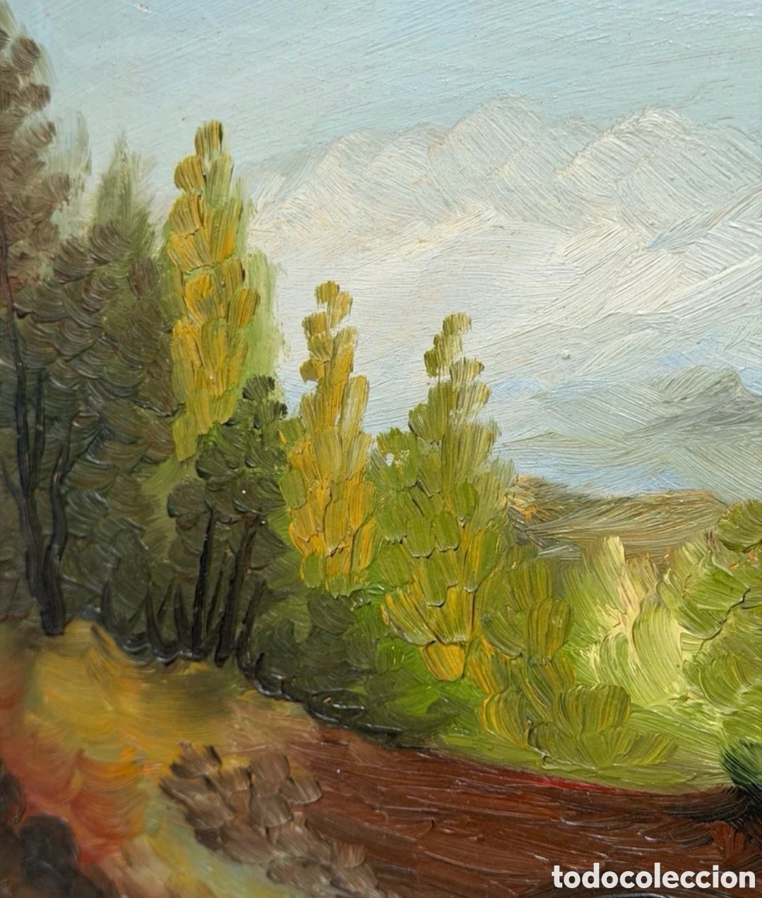 Otros objetos de arte: Cuadro antiguo marco madera paisaje - Foto 6
