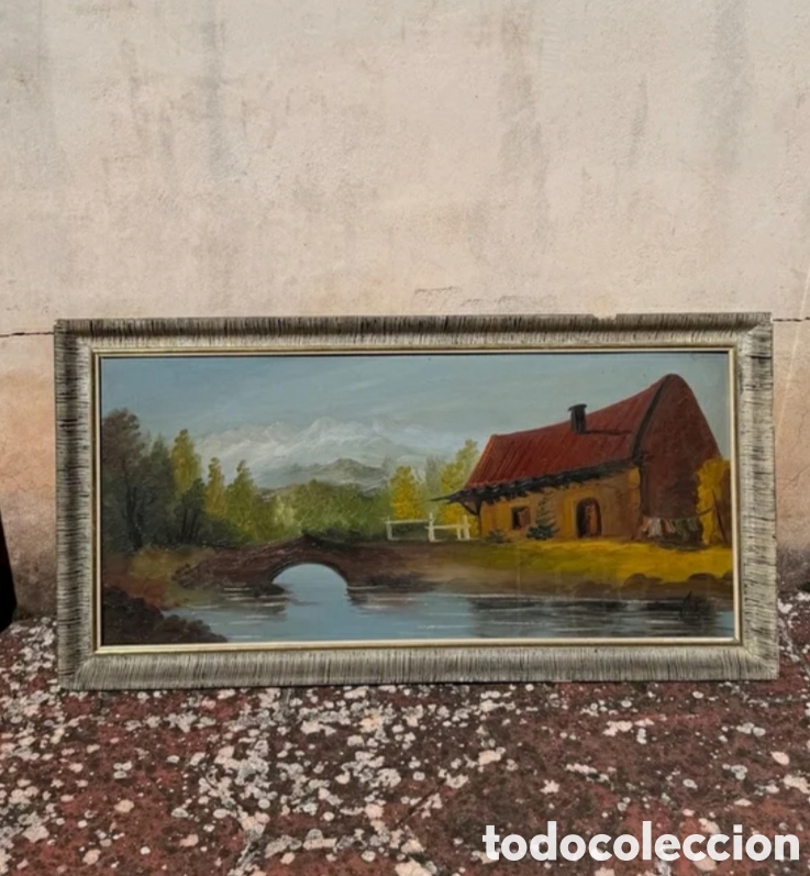 Otros objetos de arte: Cuadro antiguo marco madera paisaje - Foto 1