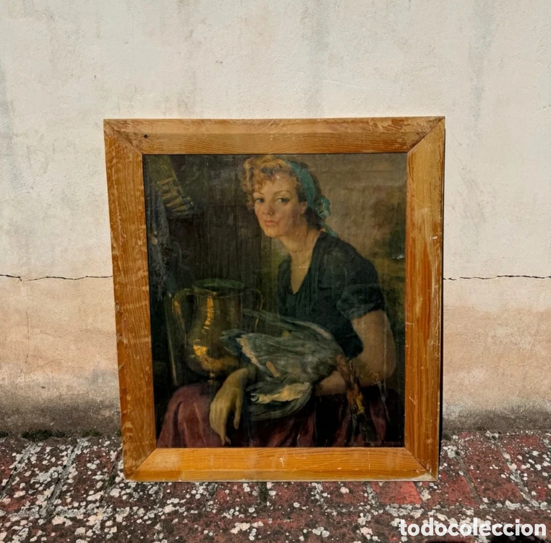 Otros objetos de arte: Cuadro antiguo de Francisco Ribera G&oacute;mez - Foto 1