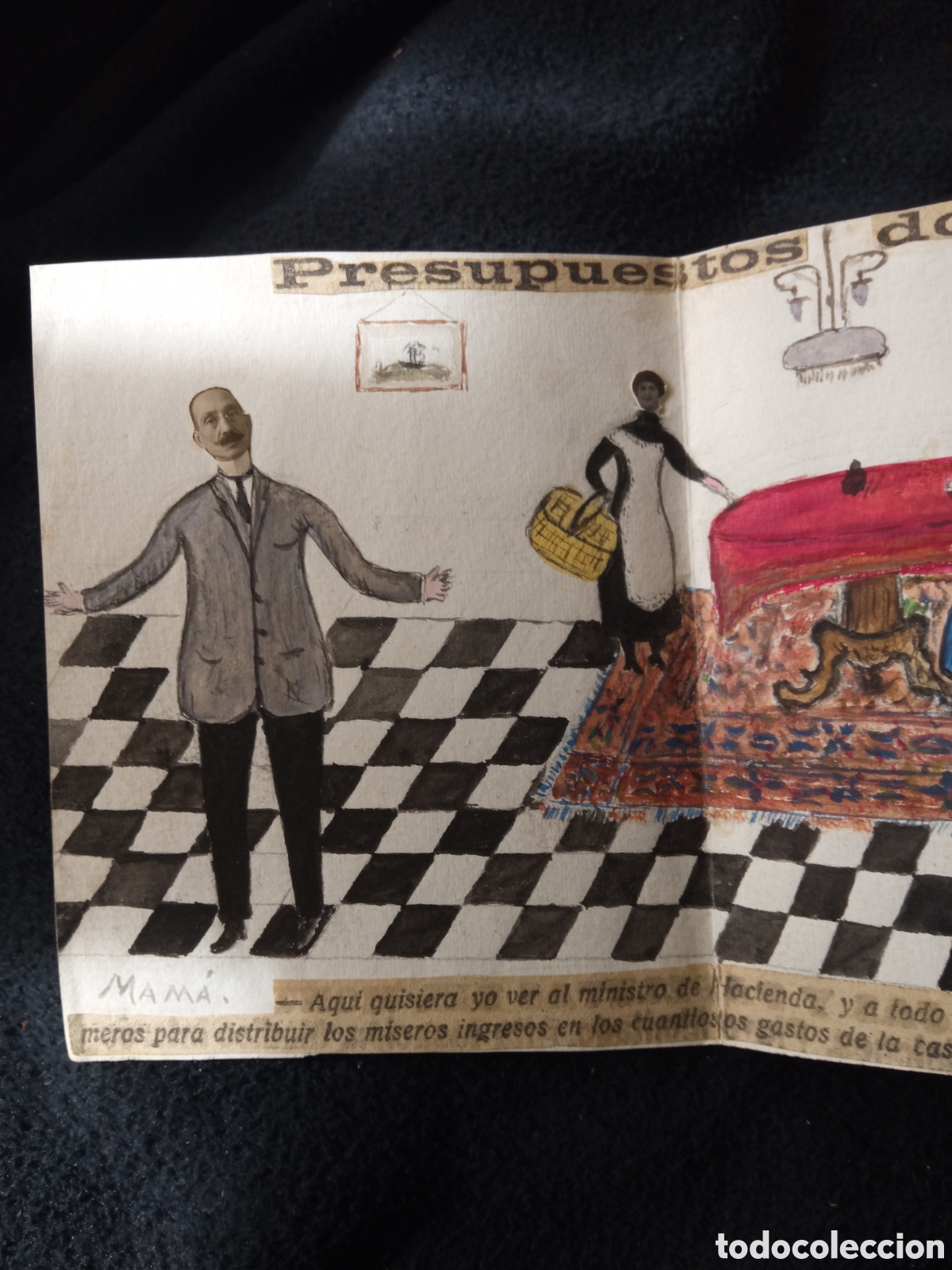 Otros objetos de arte: Antiguo Collage de 1918, mide 21,9x13,3 cm - Foto 3