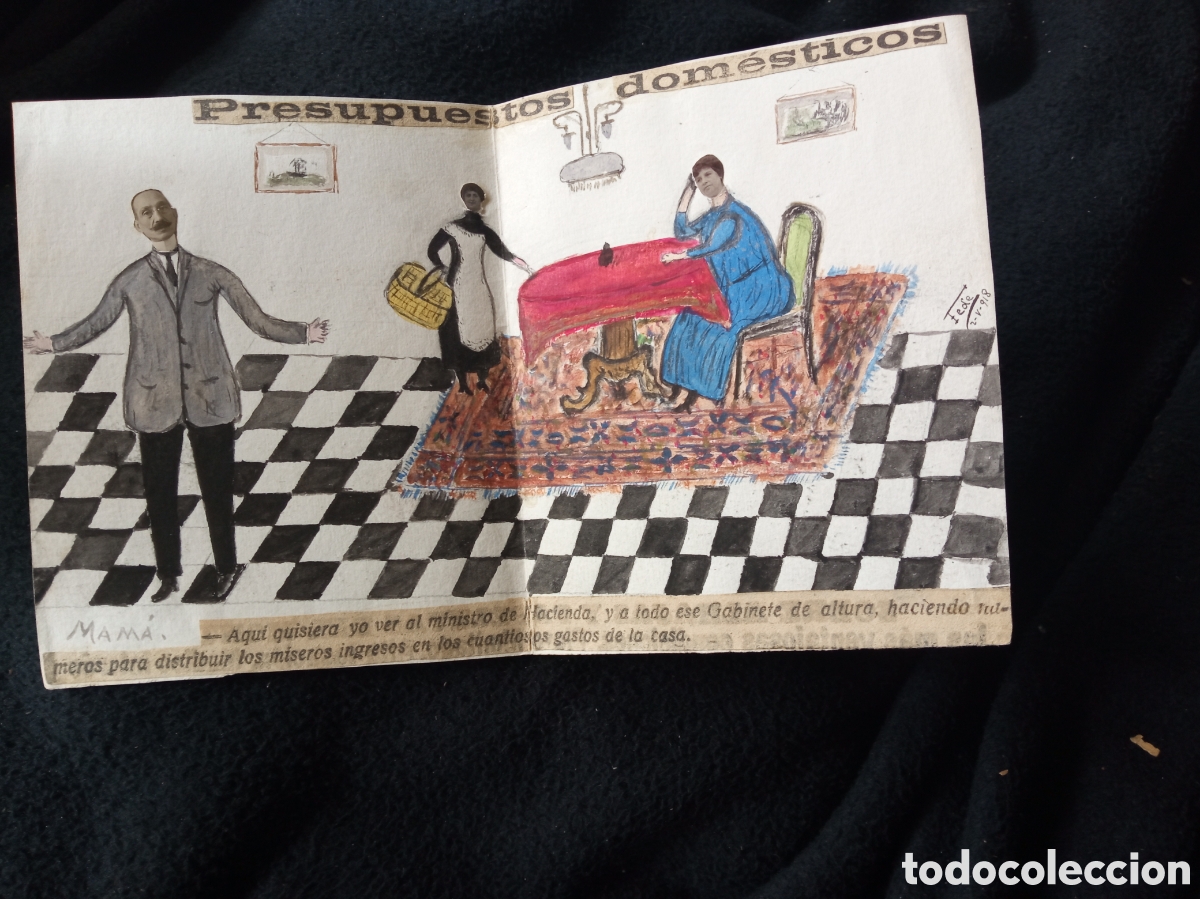 Otros objetos de arte: Antiguo Collage de 1918, mide 21,9x13,3 cm - Foto 1