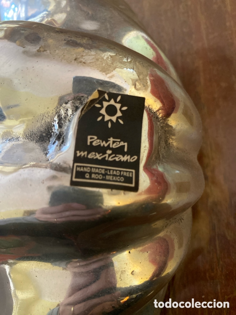 Otros objetos de arte: Cuenco concha en pewter de Mejico - Foto 4