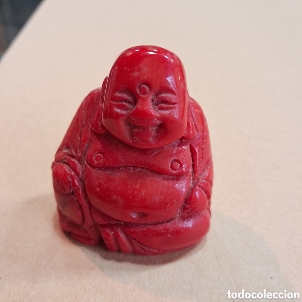 Otros objetos de arte: Buda chino tallado en coral rojo - Foto 4