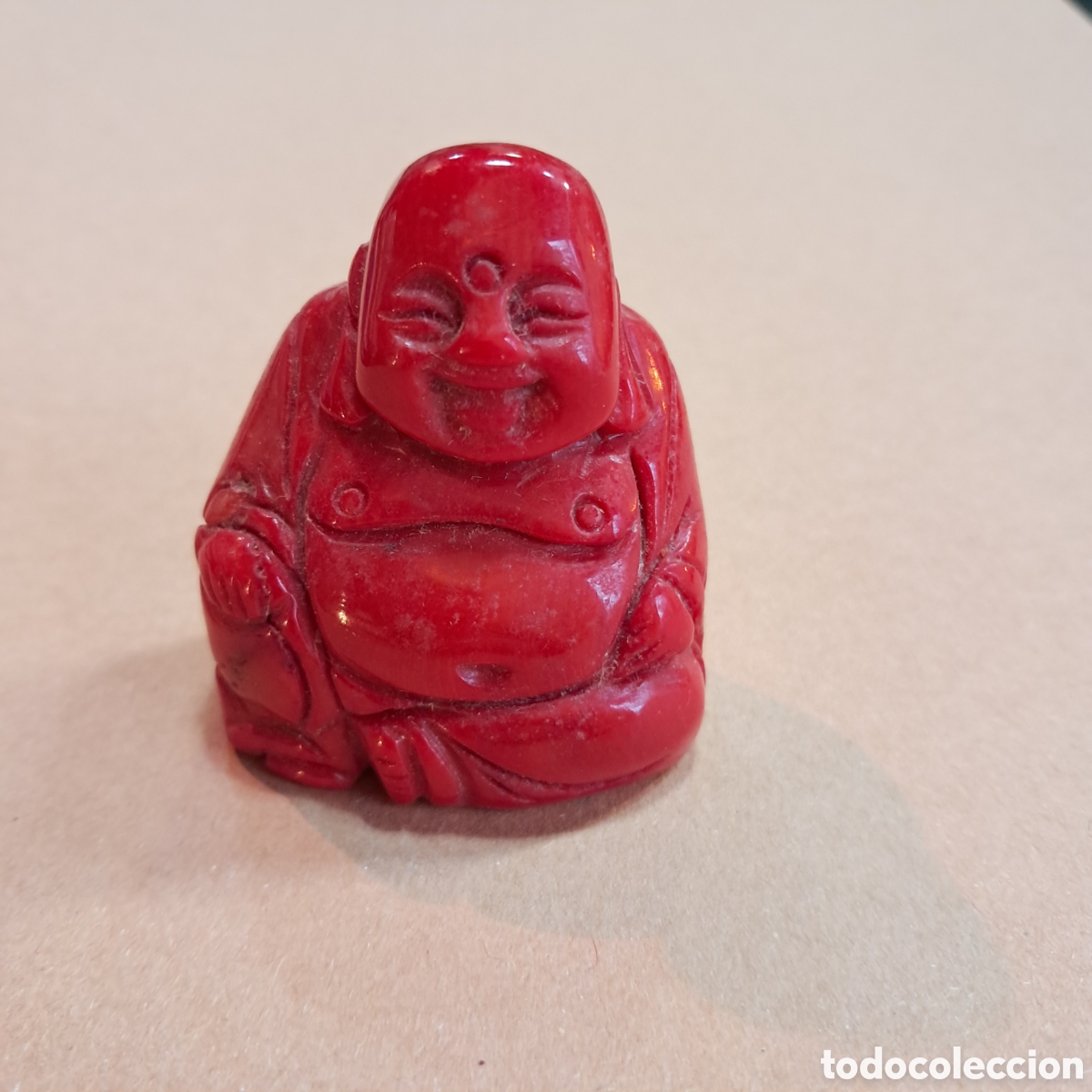 Otros objetos de arte: Buda chino tallado en coral rojo - Foto 1