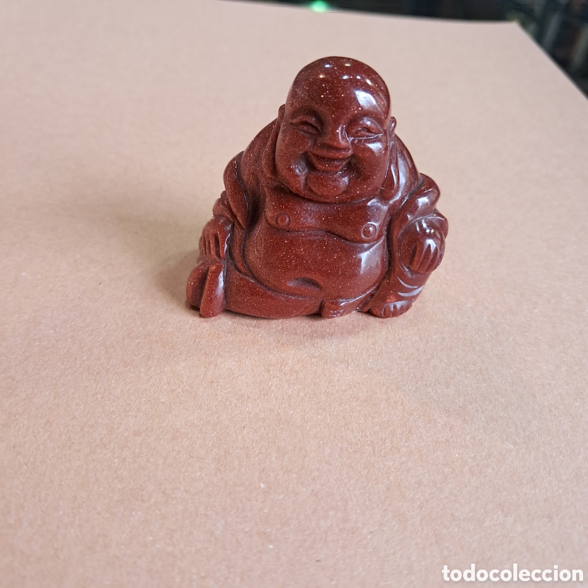 Otros objetos de arte: Buda tallado en aventurina de oro - Foto 1