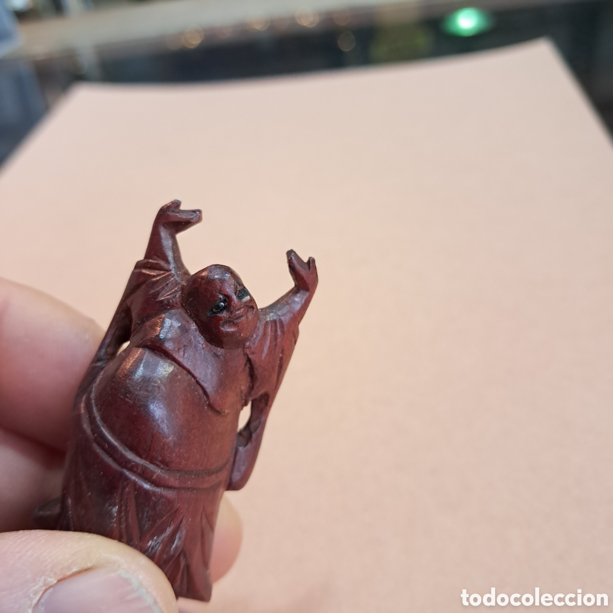 Otros objetos de arte: Buda de la suerte tallado en madera Teca - Foto 2