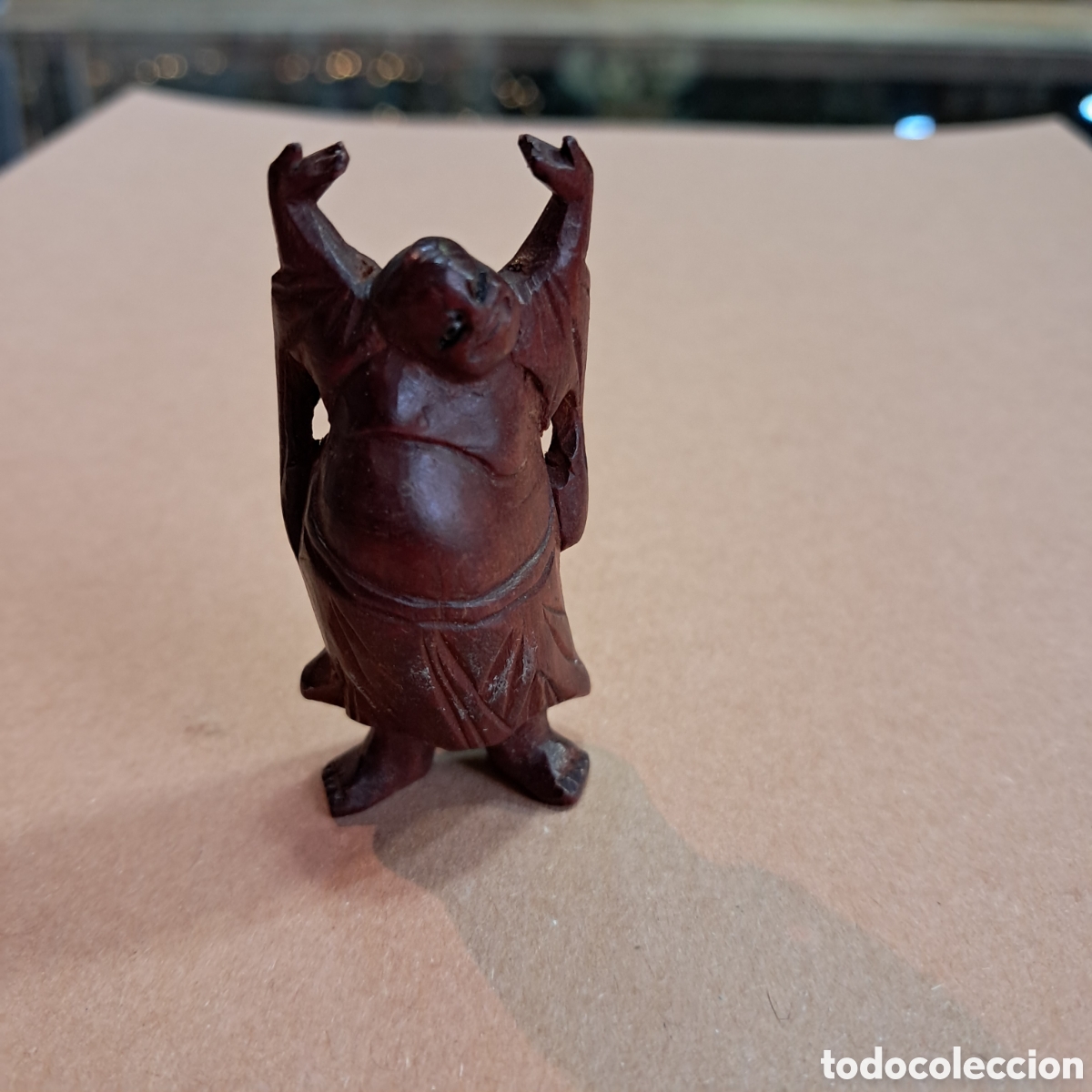 Otros objetos de arte: Buda de la suerte tallado en madera Teca - Foto 1