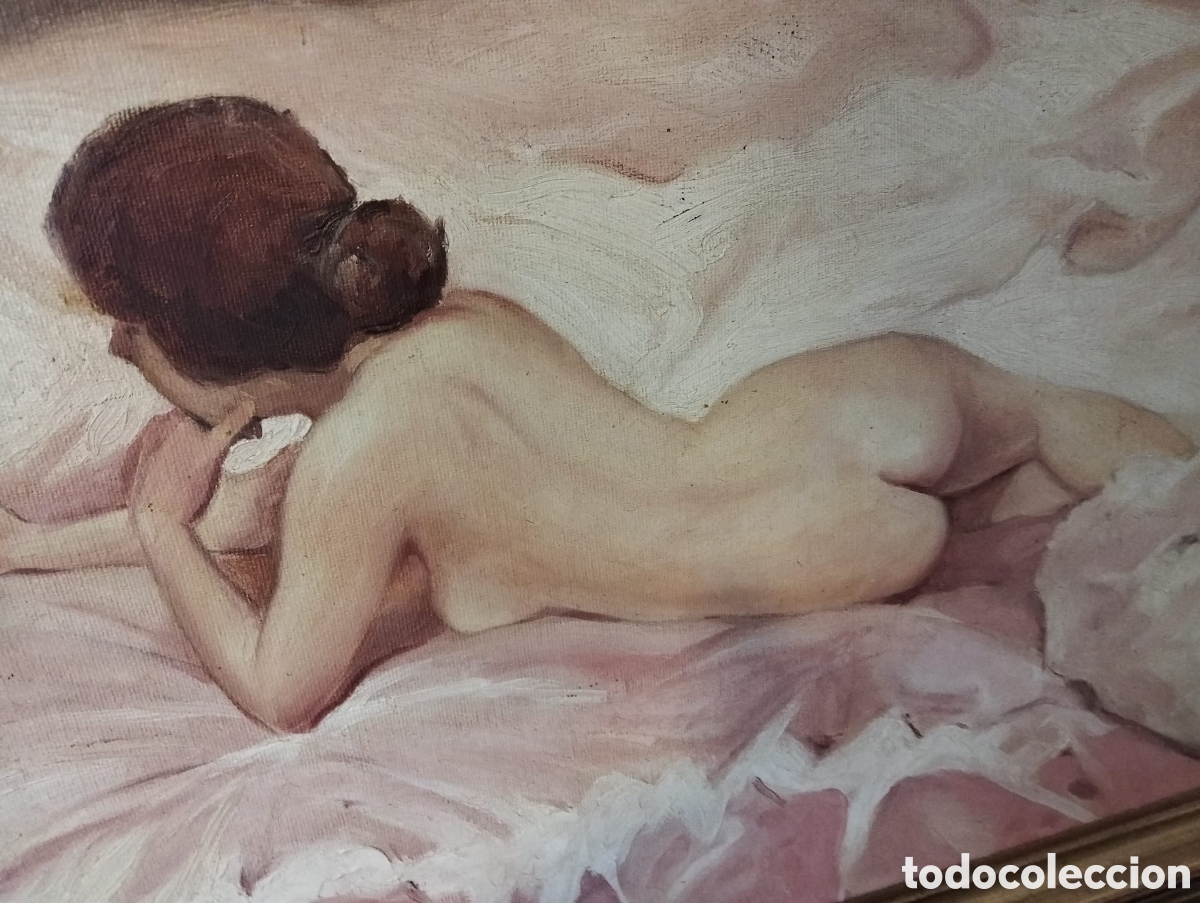 Otros objetos de arte: Cuadro mujer desnuda echada - Foto 2