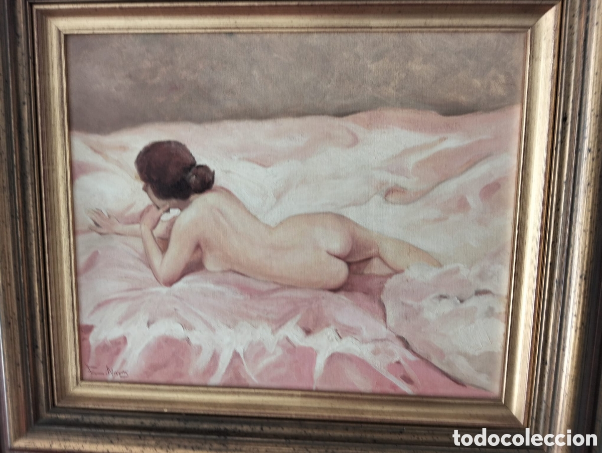 Otros objetos de arte: Cuadro mujer desnuda echada - Foto 1