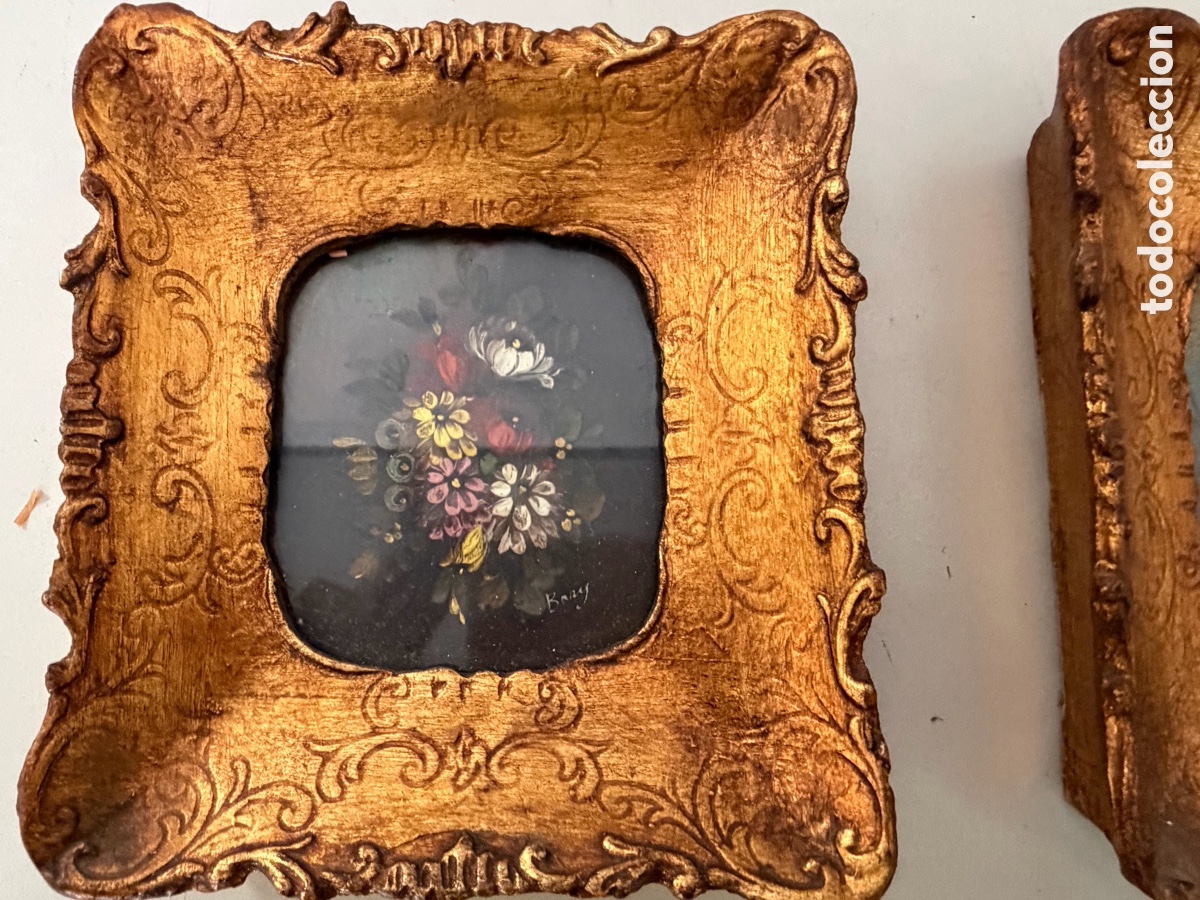 Otros objetos de arte: Cuadro miniatura, firmado antiguos - Foto 2